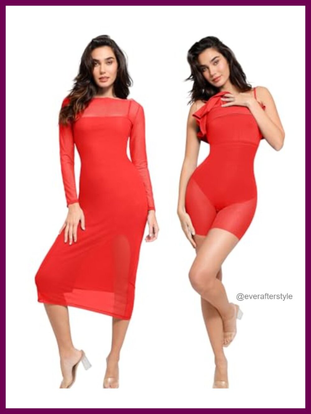 Two Piece Club & Night Out Dress with Slit & Built-In Shapewear